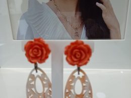 Pendientes de rosas y nácar en plata de ley