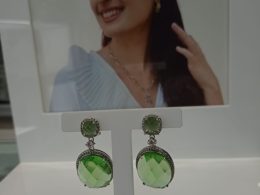 Pendientes de cuarzo verde - plata de ley