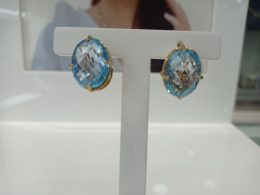 Pendientes topacios azules oro ley